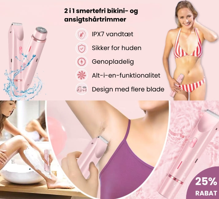 TrimVel™ | 2 i 1 smertefri bikini- og ansigtshårtrimmer